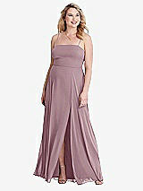 Alt View 1 Thumbnail - Dusty Rose Square Neck Chiffon Maxi Dress with Front Slit - Elliott