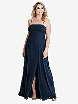 Alt View 1 Thumbnail - Midnight Navy Square Neck Chiffon Maxi Dress with Front Slit - Elliott