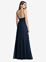 Rear View Thumbnail - Midnight Navy Square Neck Chiffon Maxi Dress with Front Slit - Elliott