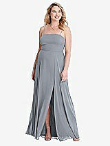 Alt View 1 Thumbnail - Platinum Square Neck Chiffon Maxi Dress with Front Slit - Elliott