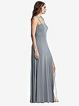 Side View Thumbnail - Platinum Square Neck Chiffon Maxi Dress with Front Slit - Elliott