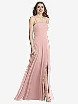 Front View Thumbnail - Rose Square Neck Chiffon Maxi Dress with Front Slit - Elliott