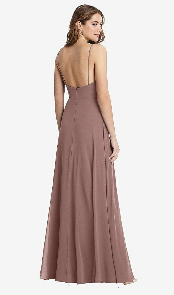 Back View - Sienna Square Neck Chiffon Maxi Dress with Front Slit - Elliott