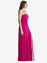 Side View Thumbnail - Think Pink Square Neck Chiffon Maxi Dress with Front Slit - Elliott