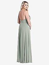 Alt View 2 Thumbnail - Willow Green Square Neck Chiffon Maxi Dress with Front Slit - Elliott