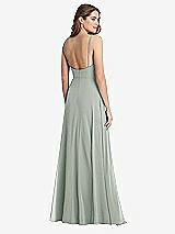 Rear View Thumbnail - Willow Green Square Neck Chiffon Maxi Dress with Front Slit - Elliott