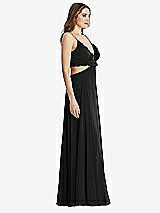 Side View Thumbnail - Black Ruffled Chiffon Cutout Maxi Dress - Jessie