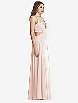 Side View Thumbnail - Blush Ruffled Chiffon Cutout Maxi Dress - Jessie