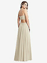 Rear View Thumbnail - Champagne Ruffled Chiffon Cutout Maxi Dress - Jessie