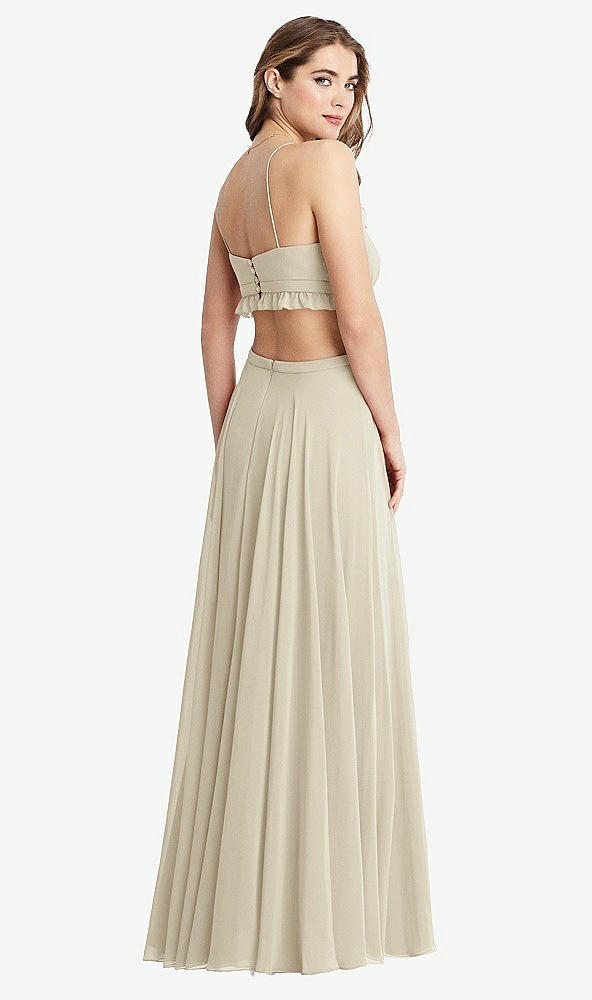 Back View - Champagne Ruffled Chiffon Cutout Maxi Dress - Jessie