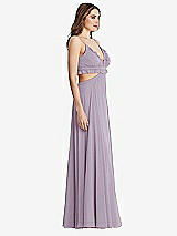 Side View Thumbnail - Lilac Haze Ruffled Chiffon Cutout Maxi Dress - Jessie