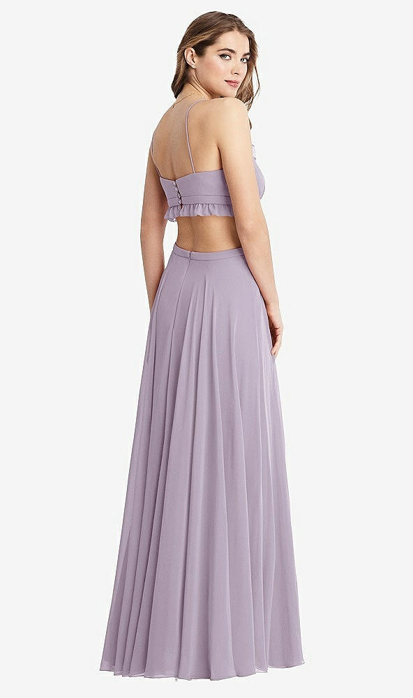 Back View - Lilac Haze Ruffled Chiffon Cutout Maxi Dress - Jessie