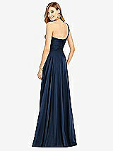 Rear View Thumbnail - Midnight Navy One-Shoulder Draped Chiffon Maxi Dress - Dani