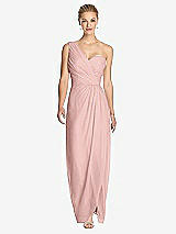 Front View Thumbnail - Rose One-Shoulder Draped Maxi Dress with Front Slit - Aeryn