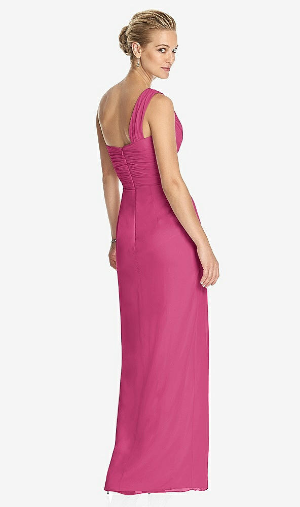 Back View - Tea Rose One-Shoulder Draped Maxi Dress with Front Slit - Aeryn