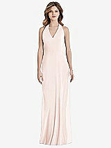 Rear View Thumbnail - Blush V-Neck Halter Chiffon Maxi Dress - Taryn