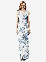 Front View Thumbnail - Cottage Rose Dusk Blue Sleeveless Draped Faux Wrap Maxi Dress - Dahlia