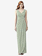 Front View Thumbnail - Vintage Primrose Sage Sleeveless Draped Faux Wrap Maxi Dress - Dahlia