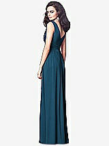 Rear View Thumbnail - Atlantic Blue Draped V-Neck Shirred Chiffon Maxi Dress