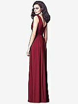 Rear View Thumbnail - Burgundy Draped V-Neck Shirred Chiffon Maxi Dress