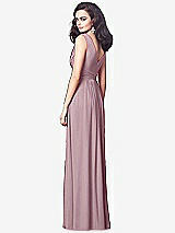 Rear View Thumbnail - Dusty Rose Draped V-Neck Shirred Chiffon Maxi Dress