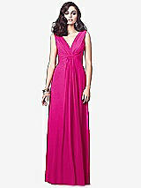 Front View Thumbnail - Think Pink Draped V-Neck Shirred Chiffon Maxi Dress