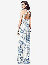 Rear View Thumbnail - Cottage Rose Dusk Blue Ruched Halter Open-Back Maxi Dress - Jada