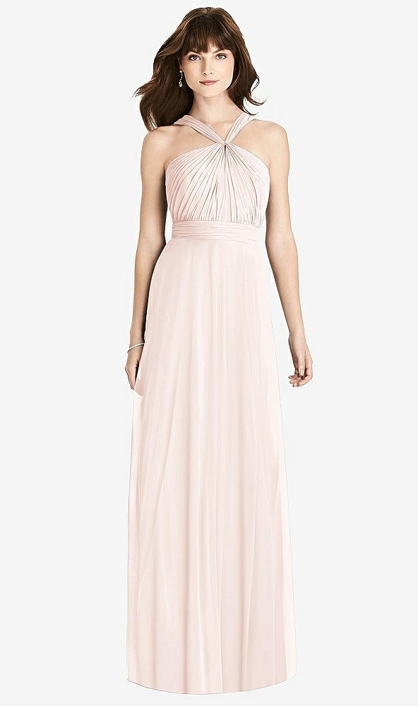 Front View - Blush Twist Halter Chiffon Maxi Dress - James