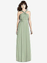 Front View Thumbnail - Sage Twist Halter Chiffon Maxi Dress - James