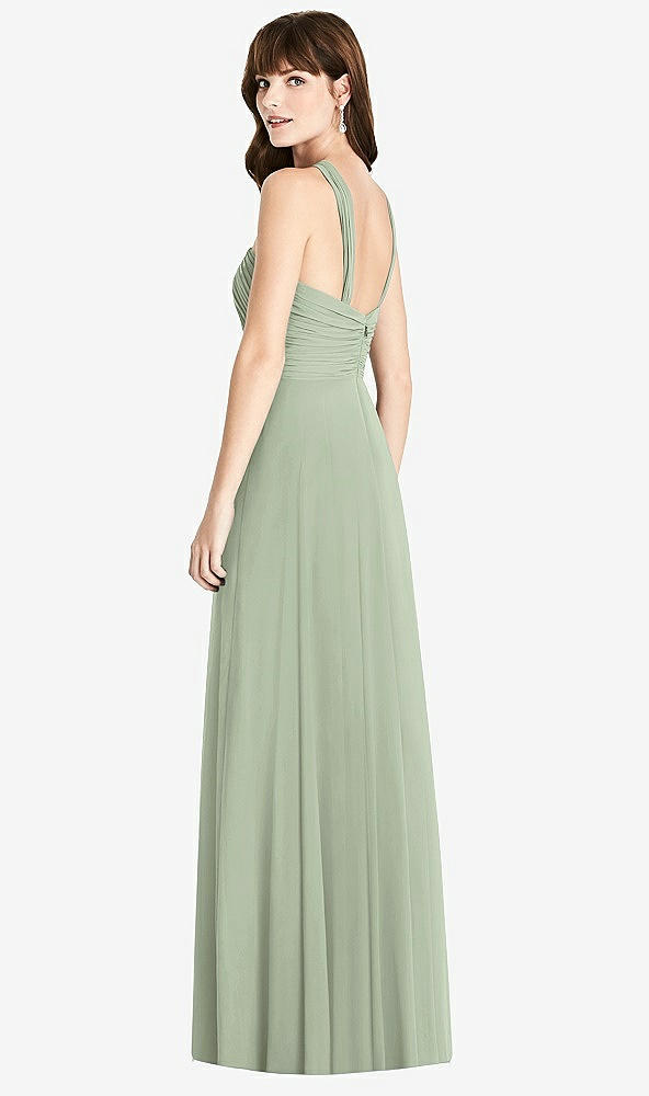 Back View - Sage Twist Halter Chiffon Maxi Dress - James