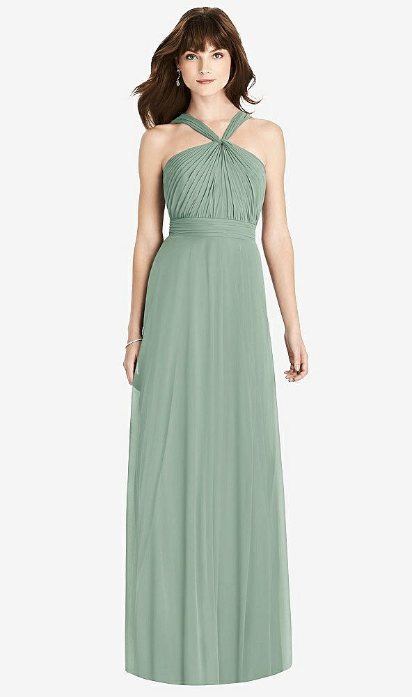 Front View - Seagrass Twist Halter Chiffon Maxi Dress - James