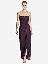 Front View Thumbnail - Aubergine Strapless Draped Chiffon Maxi Dress - Lila