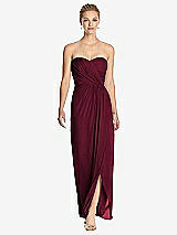 Front View Thumbnail - Cabernet Strapless Draped Chiffon Maxi Dress - Lila