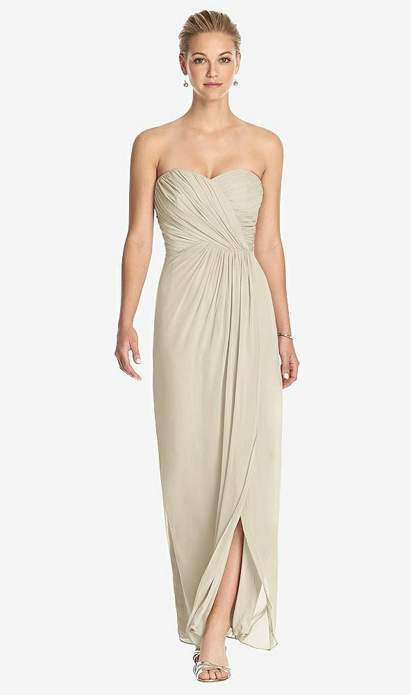 Front View - Champagne Strapless Draped Chiffon Maxi Dress - Lila