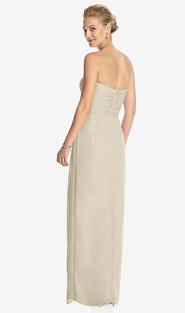 Back View - Champagne Strapless Draped Chiffon Maxi Dress - Lila