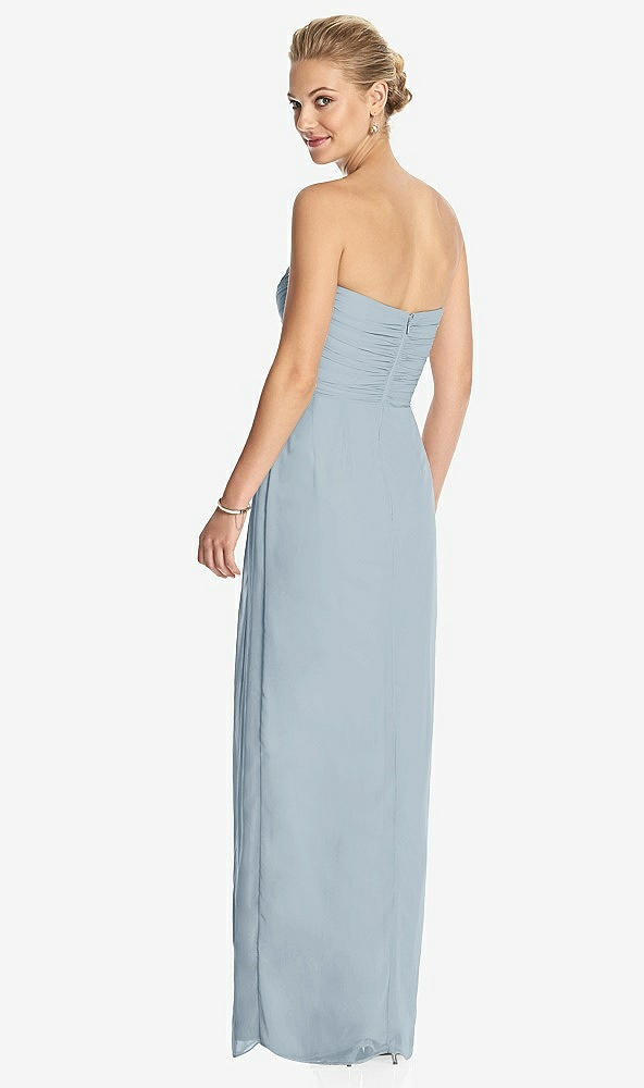 Back View - Mist Strapless Draped Chiffon Maxi Dress - Lila