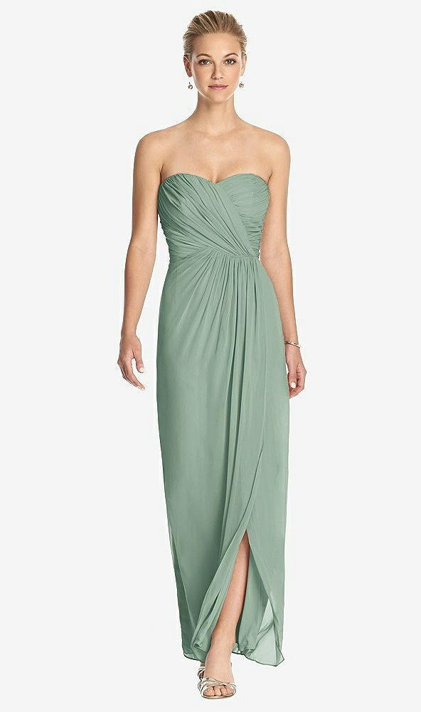 Front View - Seagrass Strapless Draped Chiffon Maxi Dress - Lila