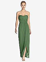 Front View Thumbnail - Vineyard Green Strapless Draped Chiffon Maxi Dress - Lila