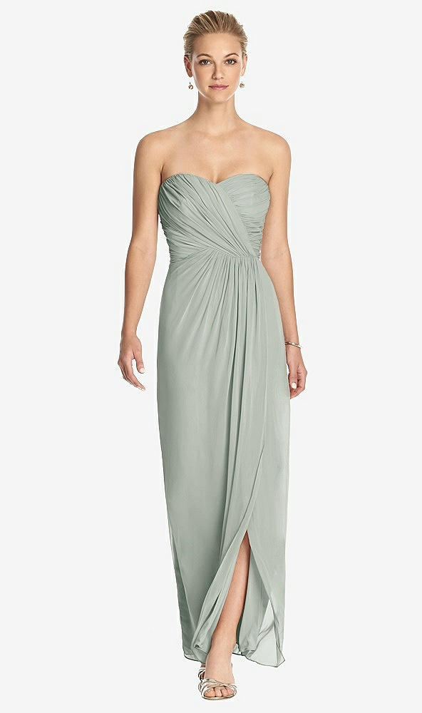 Front View - Willow Green Strapless Draped Chiffon Maxi Dress - Lila