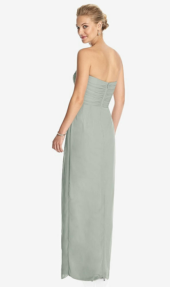 Back View - Willow Green Strapless Draped Chiffon Maxi Dress - Lila