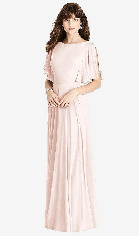 Back View - Blush Split Sleeve Backless Maxi Dress - Lila