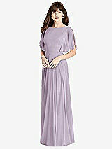 Rear View Thumbnail - Lilac Haze Split Sleeve Backless Maxi Dress - Lila