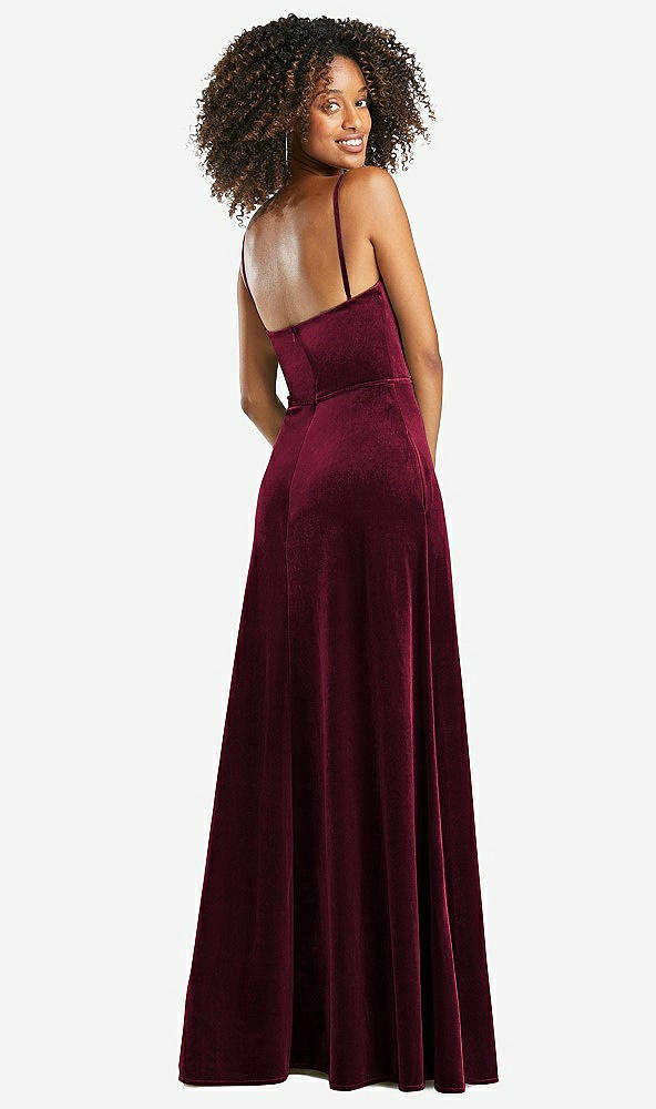 Back View - Cabernet Cowl-Neck Velvet Maxi Dress with Pockets