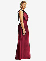 Alt View 5 Thumbnail - Burgundy Bow One-Shoulder Satin Trumpet Gown