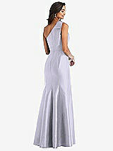 Alt View 2 Thumbnail - Silver Dove Bow One-Shoulder Satin Trumpet Gown