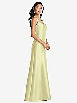 Side View Thumbnail - Butter Yellow Pleated Bodice Open-Back Maxi Dress with Pockets