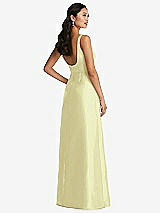 Rear View Thumbnail - Butter Yellow Pleated Bodice Open-Back Maxi Dress with Pockets