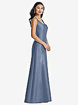 Side View Thumbnail - Larkspur Blue Pleated Bodice Open-Back Maxi Dress with Pockets