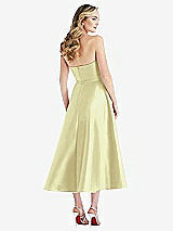 Rear View Thumbnail - Butter Yellow Strapless Bow-Waist Full Skirt Satin Midi Dress