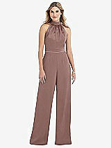 Side View Thumbnail - Sienna & Sienna High-Neck Open-Back Jumpsuit with Scarf Tie